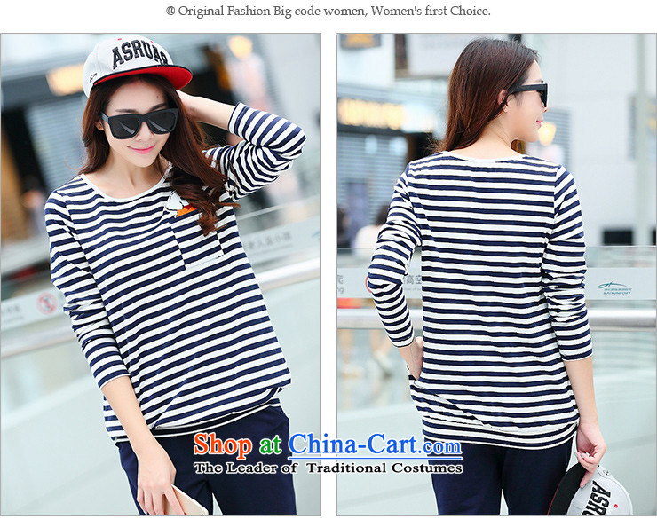 Morning to load to fall 2015 XL ladies casual stripes of the sportswear thick MM video thin, sweater pants and two piece blue striped 2XL( recommendations 115-130 catty) Picture, prices, brand platters! The elections are supplied in the national character of distribution, so action, buy now enjoy more preferential! As soon as possible.