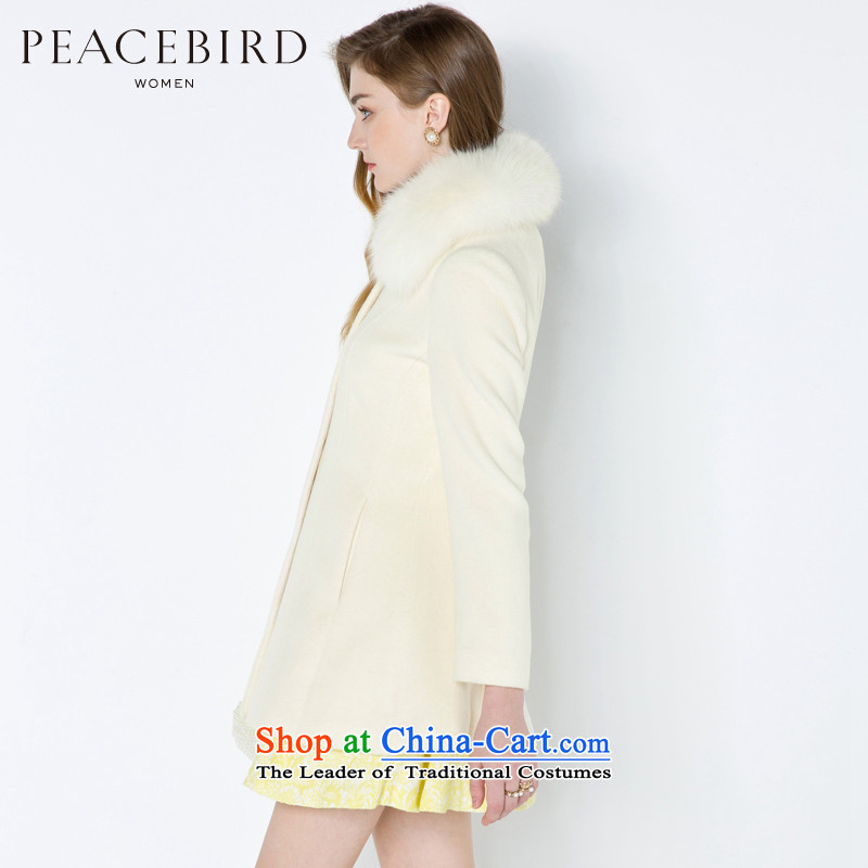 [ New shining peacebird Women's Health 2014 winter clothing new lapel coats A4AA44464 White 1 L, peacebird shopping on the Internet has been pressed.
