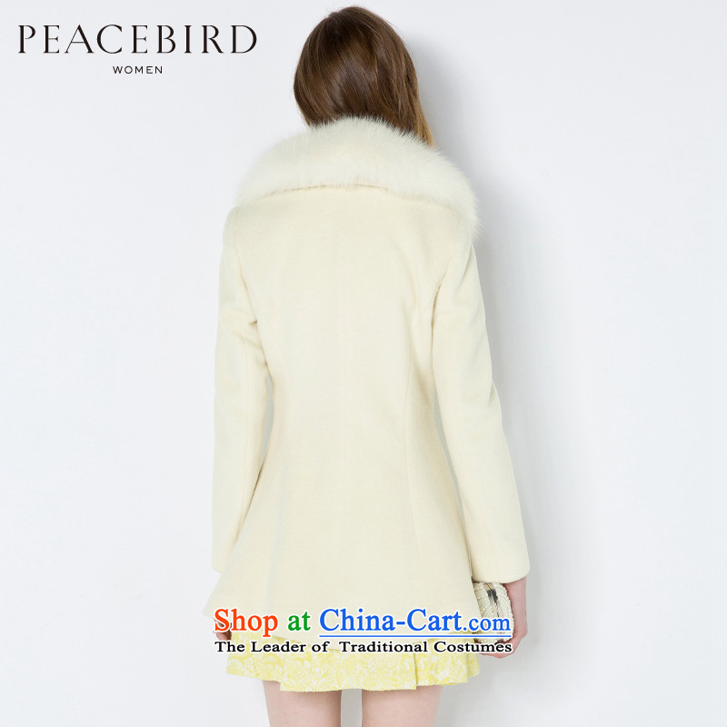 [ New shining peacebird Women's Health 2014 winter clothing new lapel coats A4AA44464 White 1 L, peacebird shopping on the Internet has been pressed.