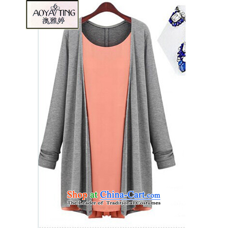 O Ya-ting 2015 autumn and winter new chiffon stitching knitting cardigan leave two T-shirts are 200 mm thick long-sleeved the catty fertilizer ad xl female D9 Blue 4XL recommends that you, O Jacob 160-190-ting (aoyating) , , , shopping on the Internet