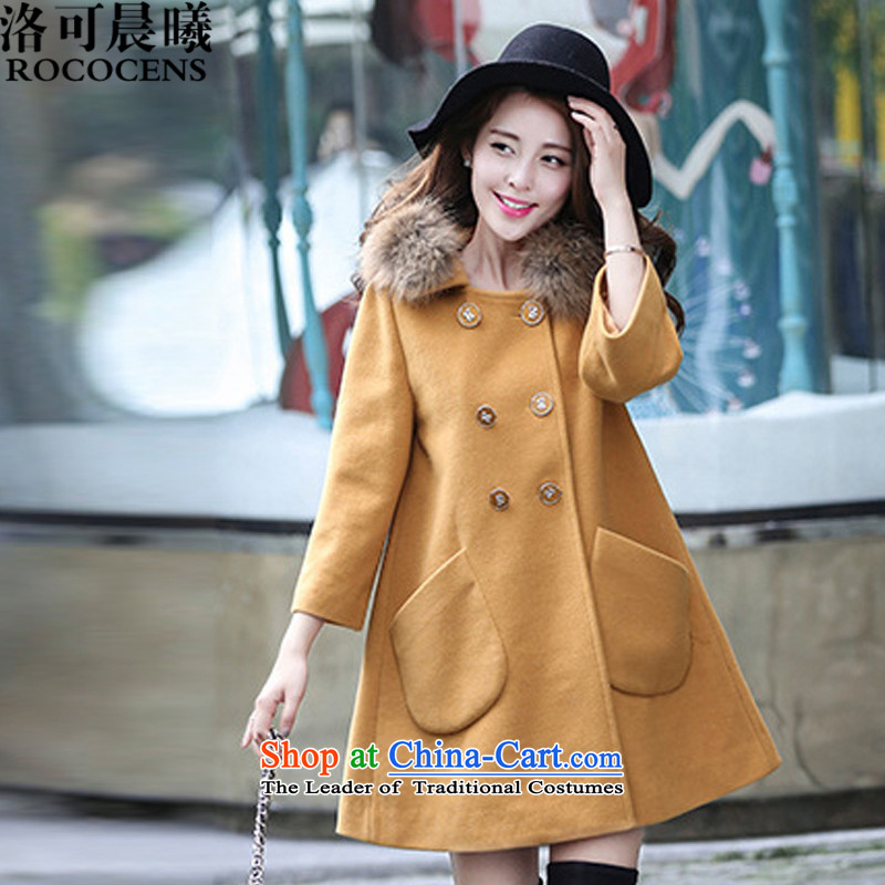 Sun Hei to 2015 autumn and winter Korean jacket in gross?   long coats of female blue skies? XL, to large Sun Hei (ROCOCENS) , , , shopping on the Internet