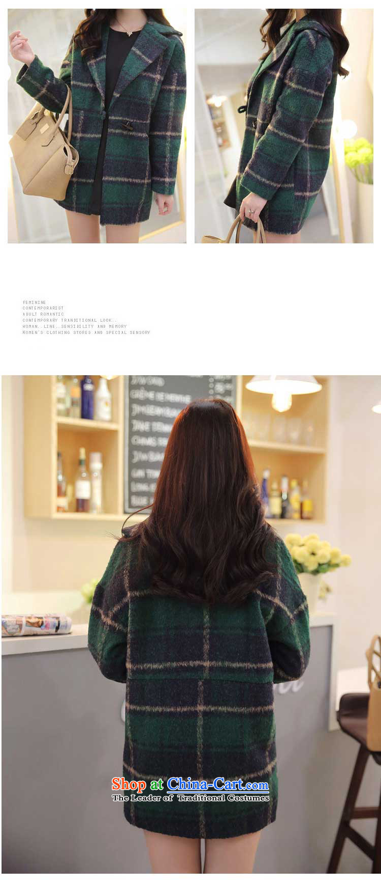Piao Love Ting 2014 Autumn new gross girls jacket? Long latticed Korean direct cartridge so the autumn and winter coats green tartan S picture, prices, brand platters! The elections are supplied in the national character of distribution, so action, buy now enjoy more preferential! As soon as possible.
