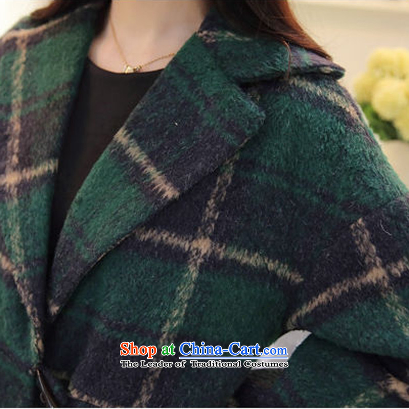Piao Love Ting 2014 Autumn new gross girls jacket? Long latticed Korean direct cartridge so the autumn and winter coats green tartan S love-ting (PIAOAITING drift) , , , shopping on the Internet