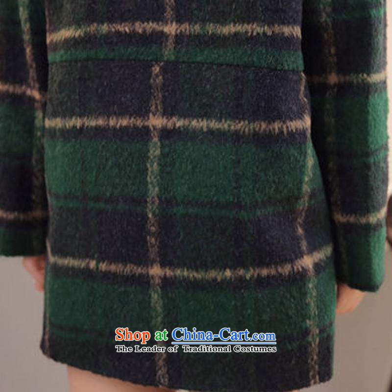 Piao Love Ting 2014 Autumn new gross girls jacket? Long latticed Korean direct cartridge so the autumn and winter coats green tartan S love-ting (PIAOAITING drift) , , , shopping on the Internet