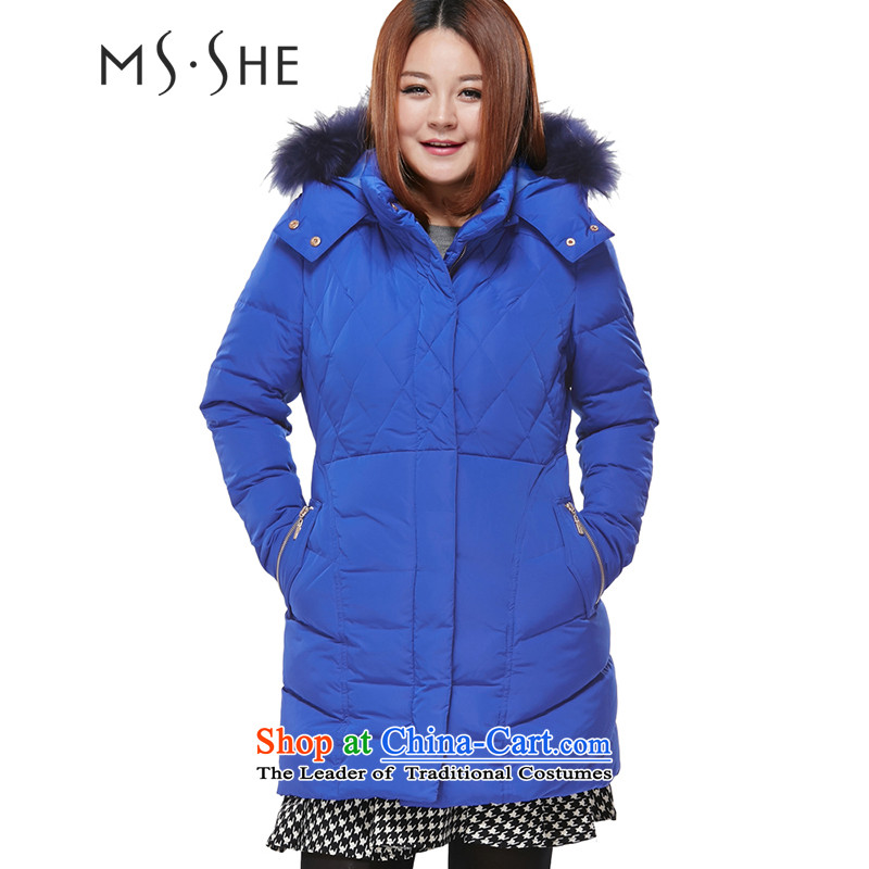Large msshe women 2014 mm thick Korean version with cap downcoat 6810 Sau San 5XL blue