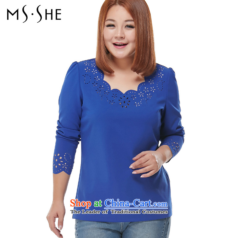 Load the autumn msshe2015 xl female engraving round-neck collar long-sleeved shirt blue 3XL, fell from 7,773 in September the Susan Carroll, poetry Yee (MSSHE),,, shopping on the Internet