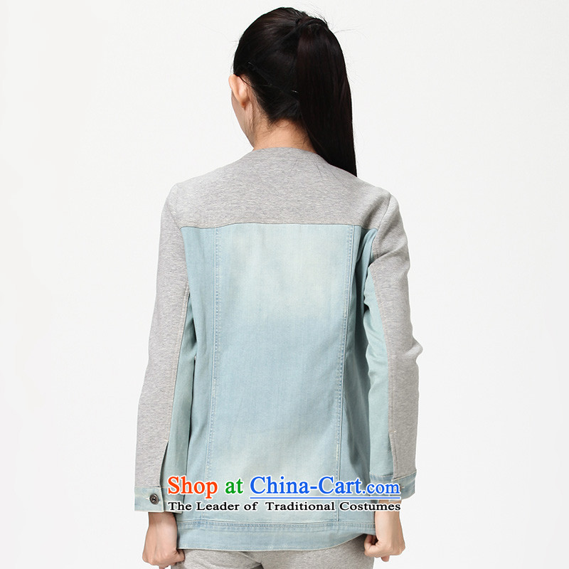 The representative of New Water long sleeve jacket female spring and autumn 2014 Korean wild large female cowboy S14QJ3564 jacket, L, water of cowboy (SHUIMIAO) , , , shopping on the Internet