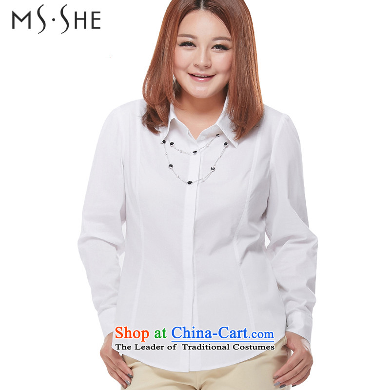 Msshe xl women 2015 Autumn new product expertise sister OL long-sleeved Sau San video thin cardigan shirt 7347 White 5XL, Susan Carroll, the poetry Yee (MSSHE),,, shopping on the Internet