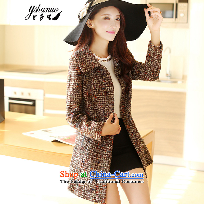 Isabel well (new) spring and autumn YSHANUO)2015 in long Korean female coats of Sau San Mao? jackets YS8856 brown white floral L, Isabelle well (YSHANUO) , , , shopping on the Internet