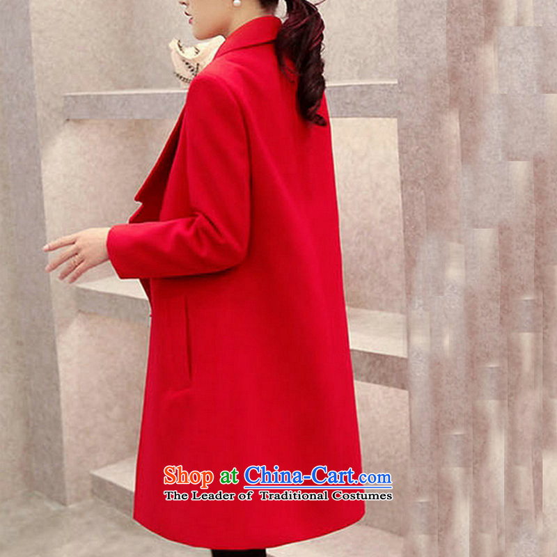 Once again we get gross jacket female new 2015 winter long temperament a wool coat the cotton-thick red , L/ Again , , , shopping on the Internet