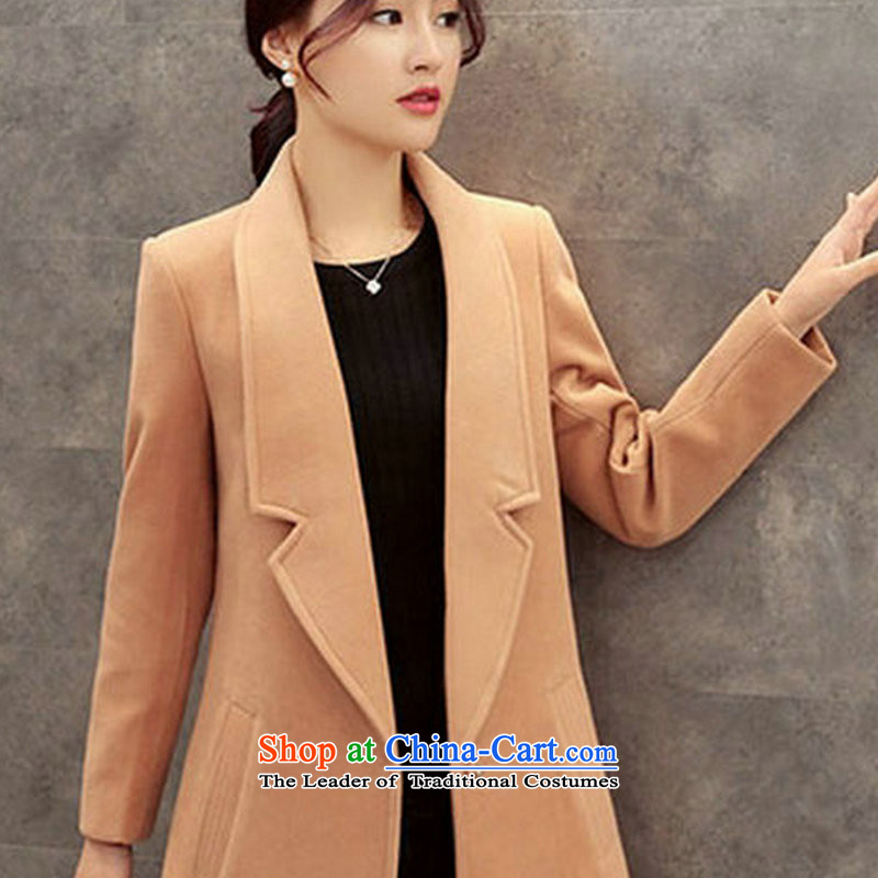 Once again we get gross jacket female new 2015 winter long temperament a wool coat the cotton-thick red , L/ Again , , , shopping on the Internet