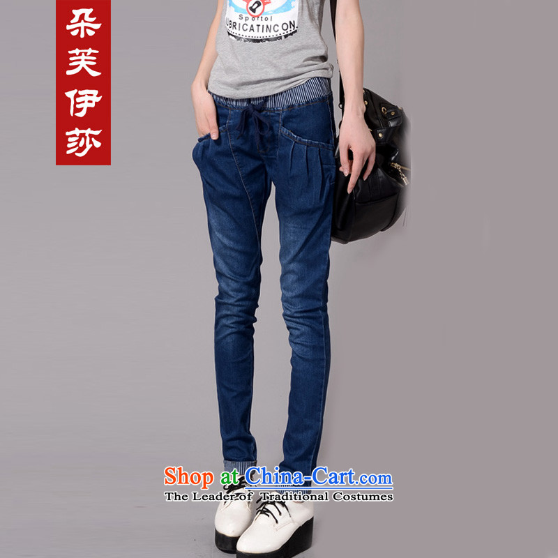 Flower to Isabelle 2015 autumn and winter new Fat MM to xl graphics skinny legs Harun trousers jeans D7250 XXL, blue flower girl to Isabelle (dufflsa) , , , shopping on the Internet