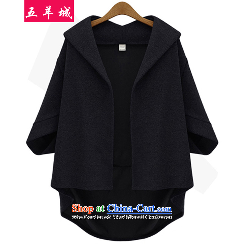 Five Rams City2015 Women's large Korean Fall_Winter Collections to xl thick mm new Western Wind bat shirt 7 sleeved shirt jacket 636 Black5XL_ recommendations 185-210 catty