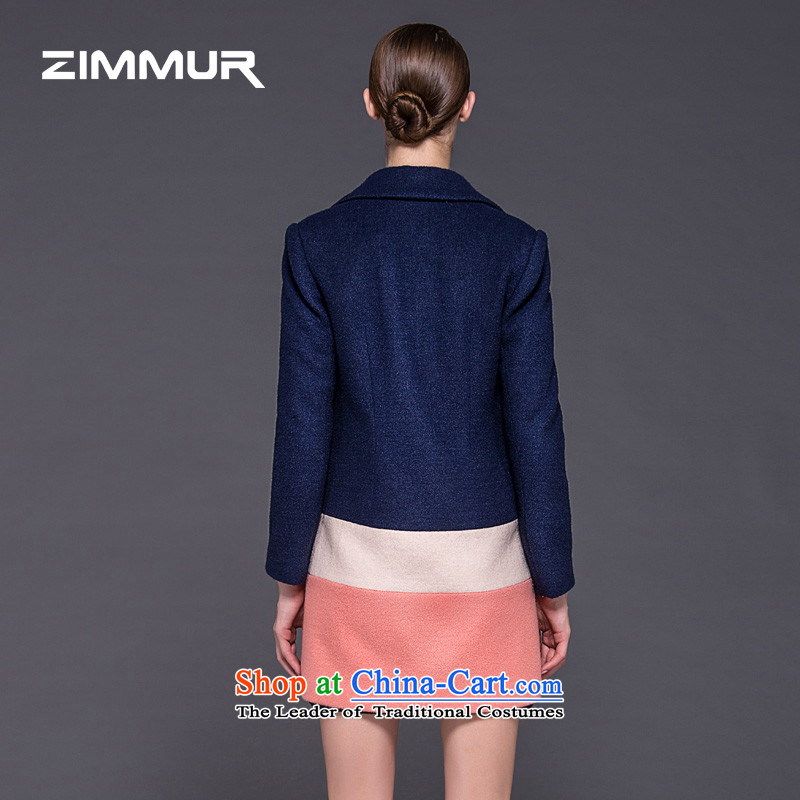 2015 winter clothing new ZIMMUR, single row color plane coat hooks long wool? female power temperament jacket female blue M,ZIMMUR,,, shopping on the Internet
