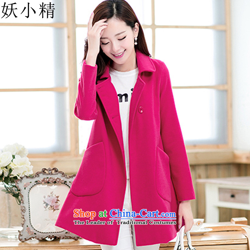 Femme Fatale boutique 2015 autumn and winter new larger female Korean version skinny Heung-thick mm in length) lapel a gross jacket coat? female autumn and winter in red 4XL, Femme Fatale BOUTIQUE (GREMLIN) , , , shopping on the Internet
