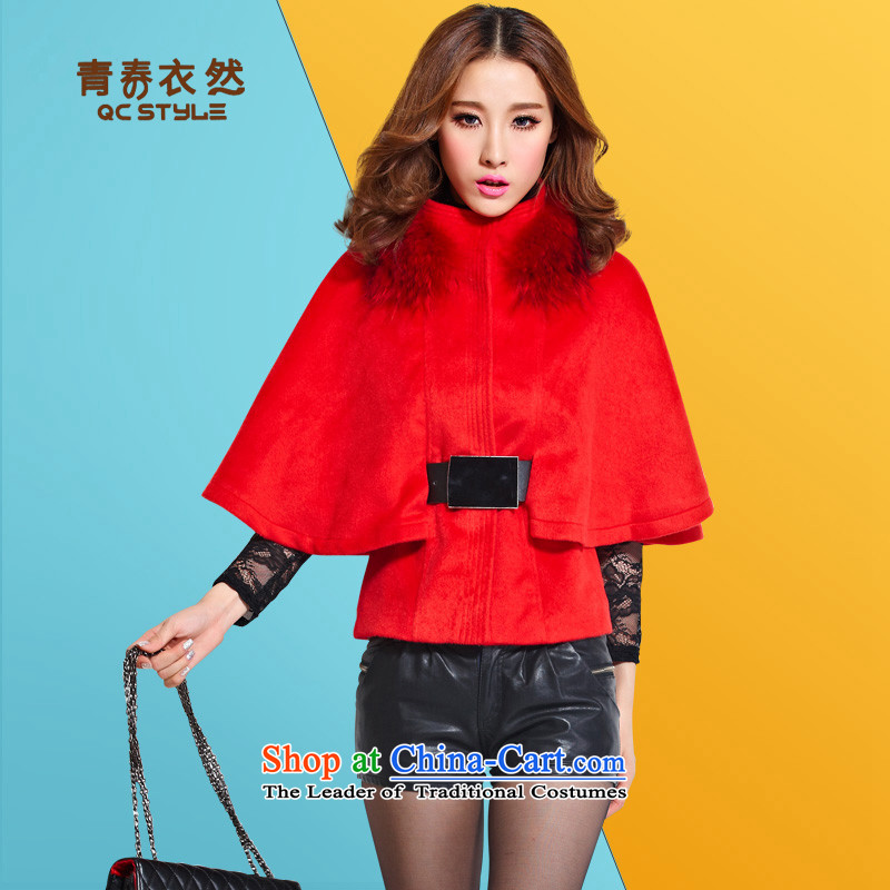 Youth Yi So cloak? jacket women 2015 gross autumn and winter load new sweet commuter Winter Campaign Sau San sub-collar short of gross shawl a wool coat red S