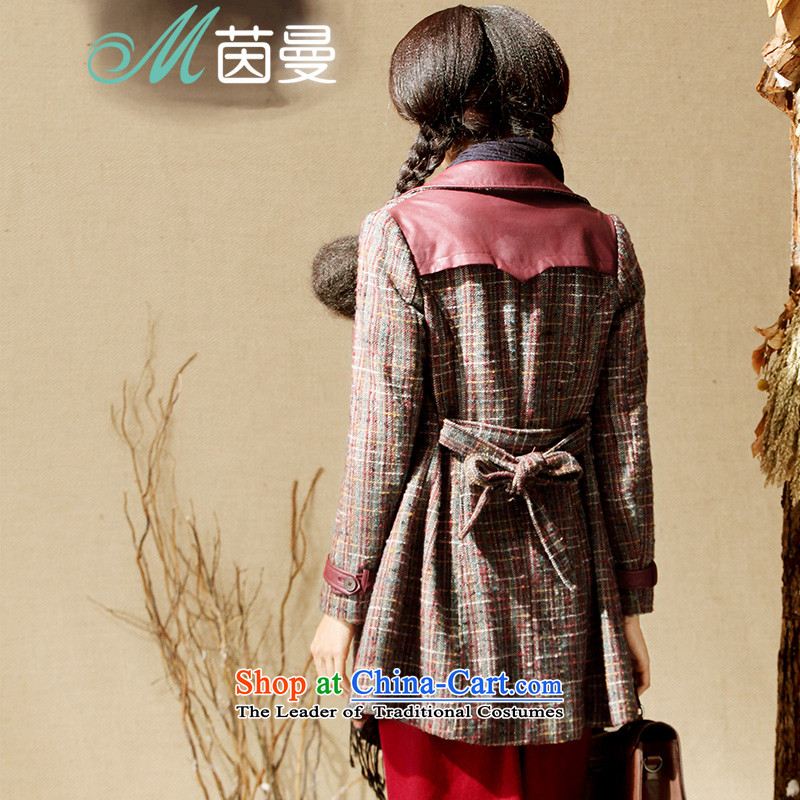Athena Chu Cayman 2014 winter clothing new arts latticed PU leather stitching in long jacket (8443200360)?- amber red , L, Athena Chu (INMAN, DIRECTOR) , , , shopping on the Internet