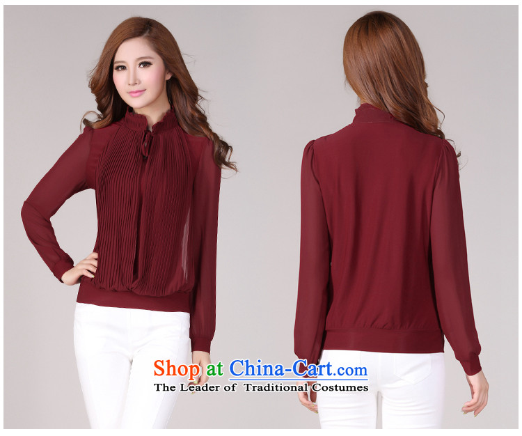 Charm large things women 2015 Autumn) thick long-sleeved shirt MM CHIFFON T2206 women wine red XXXL picture, prices, brand platters! The elections are supplied in the national character of distribution, so action, buy now enjoy more preferential! As soon as possible.