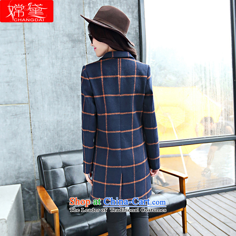 The Truth (Korean version of Estee Lauder CHANGDAI) 2015 Fall/Winter Collections in large new long long-sleeved wool coat women?? jacket coat female navy blue, M, Sheung Chi (CHANGDAI) , , , shopping on the Internet