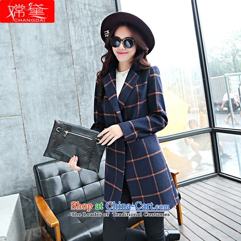 The Truth (Korean version of Estee Lauder CHANGDAI) 2015 Fall/Winter Collections in large new long long-sleeved wool coat women?? jacket coat female navy blue, M, Sheung Chi (CHANGDAI) , , , shopping on the Internet