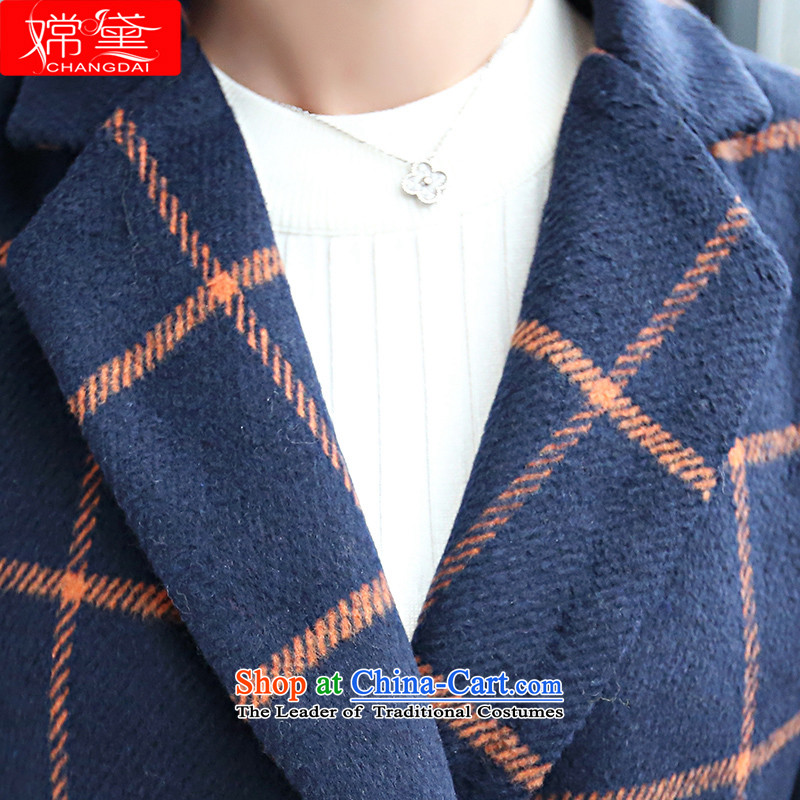 The Truth (Korean version of Estee Lauder CHANGDAI) 2015 Fall/Winter Collections in large new long long-sleeved wool coat women?? jacket coat female navy blue, M, Sheung Chi (CHANGDAI) , , , shopping on the Internet