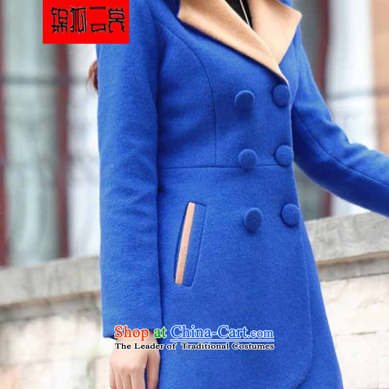 Kam Fox Ella fall inside the new 2015 female coats women's gross coats female Korean?   Graphics in the medium to long term, thin hair? jacket women NZ8 royal blue , L Kam Fox Ella shopping on the Internet has been pressed.