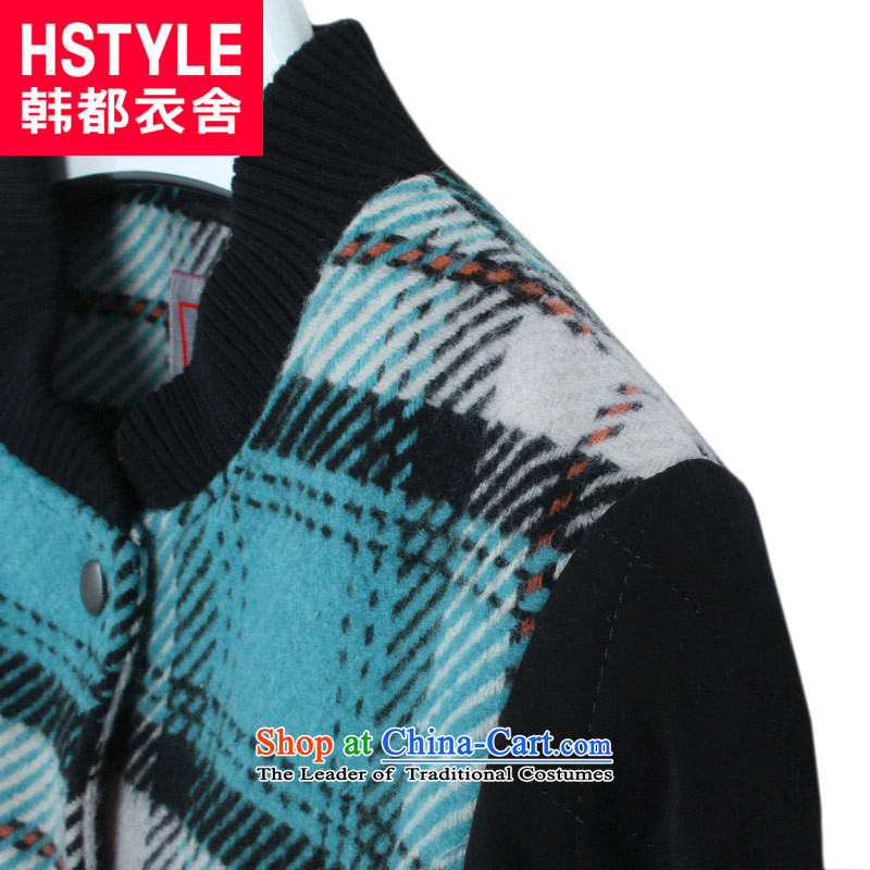 Korea has the Korean version of the Dag Hammarskjöld yi 2015 winter clothing new women stitching grid gross? jacket NW3361 Sau San Tsat Blue M, Korea has Yi Homes , , , shopping on the Internet