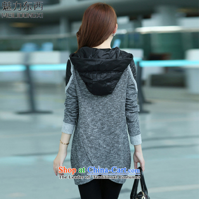 What charm of autumn and winter 2015 New Fat MM heavy code female graphics in thin long jacket, female T827 GRAY XL, nothing else (MEILIDONGXI charm) , , , shopping on the Internet