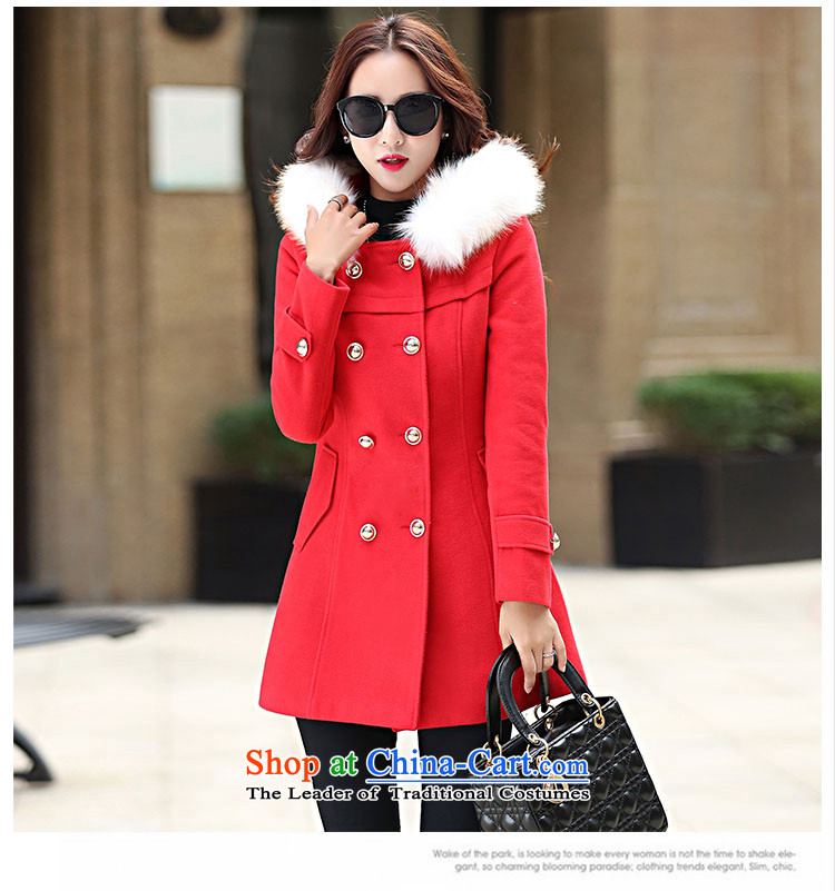 The Truth (Korean version of Estee Lauder CHANGDAI) 2015 autumn and winter new graphics thin single row detained in pure color long hair? coats female jackets red color   M brand, prices, picture platters! The elections are supplied in the national character of distribution, so action, buy now enjoy more preferential! As soon as possible.