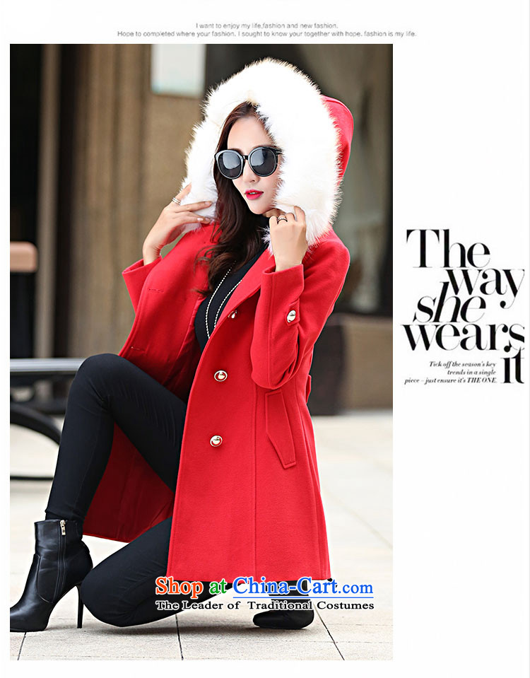 The Truth (Korean version of Estee Lauder CHANGDAI) 2015 autumn and winter new graphics thin single row detained in pure color long hair? coats female jackets red color   M brand, prices, picture platters! The elections are supplied in the national character of distribution, so action, buy now enjoy more preferential! As soon as possible.