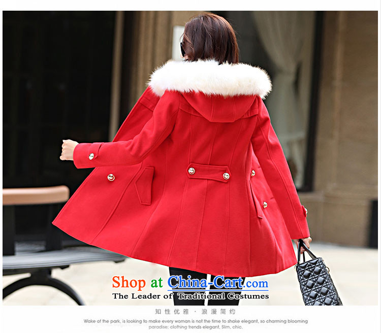 The Truth (Korean version of Estee Lauder CHANGDAI) 2015 autumn and winter new graphics thin single row detained in pure color long hair? coats female jackets red color   M brand, prices, picture platters! The elections are supplied in the national character of distribution, so action, buy now enjoy more preferential! As soon as possible.