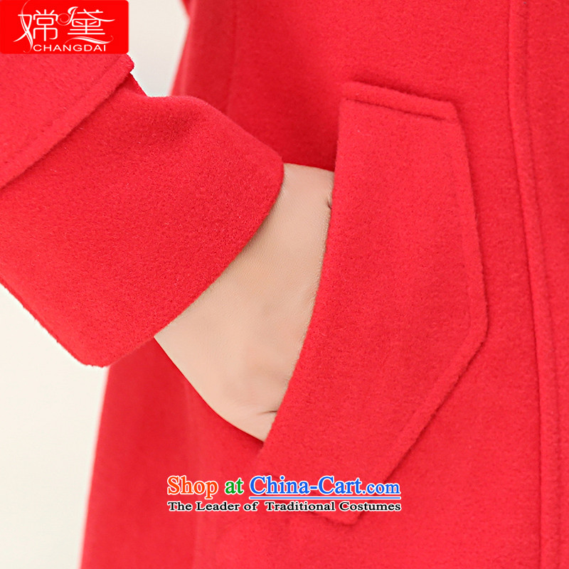 The Truth (Korean version of Estee Lauder CHANGDAI) 2015 autumn and winter new graphics thin single row detained in pure color long hair? coats female jackets red color   M-oriented Doi (CHANGDAI) , , , shopping on the Internet