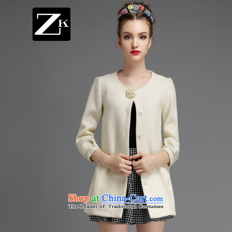 Gross coats women ZK2014? In the long hair of Sau San? jacket women's temperament elegant autumn and winter replacing a wool coat m White L,zk,,, shopping on the Internet