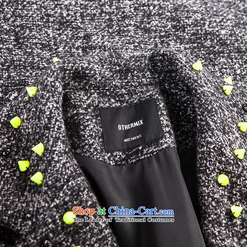 (Non-dual 12 7- Pearl Western punk wind fluorescent rivets high levels fall and winter coats? female gray woolen L code 7 (OTHERMIX interpolator /165/88A,) , , , shopping on the Internet