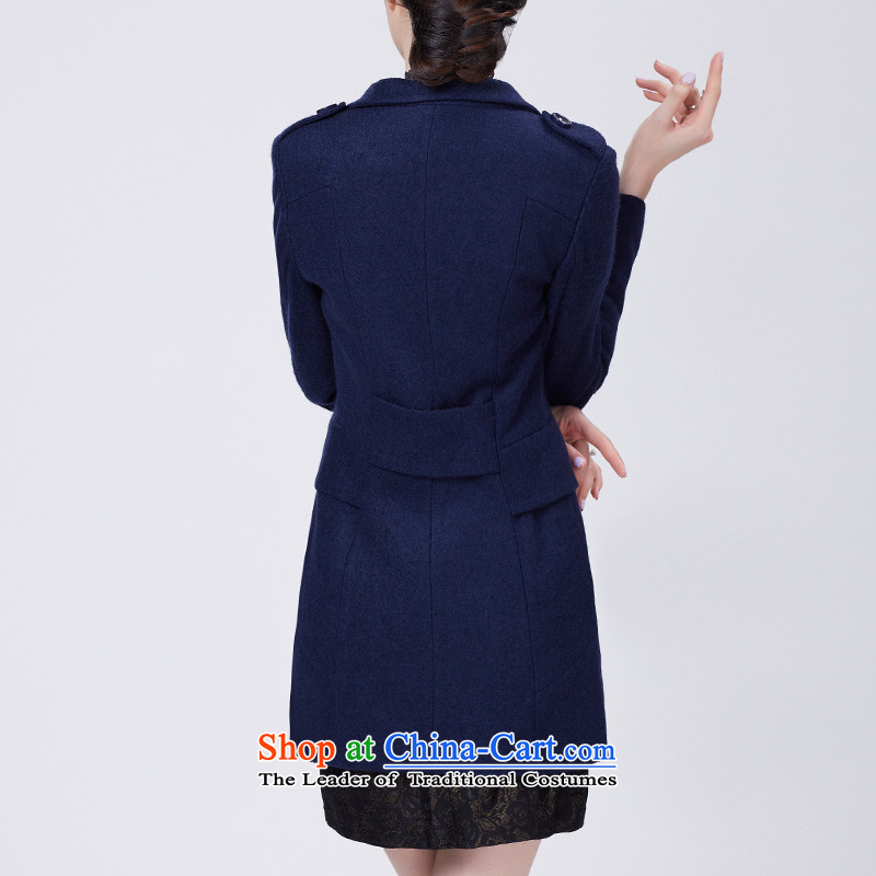 The former Yugoslavia Yi goods gross? female 2015 winter coats on female pure colors and stylish Wild Hair? Version Korean female jacket, dark blue , S, T0510 彩蝶纷飞 long slim yi goods shopping on the Internet has been pressed.