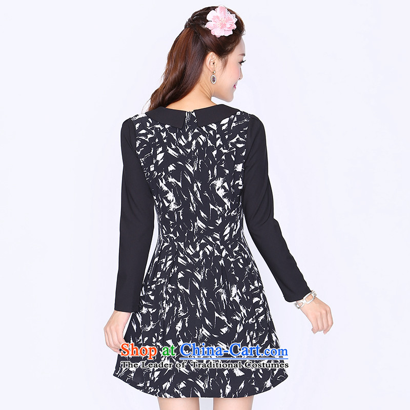 Shani flower lo xl women 200 catties mm2015 thick Korean autumn and winter load new lapel long-sleeved video thin dresses 1102 Black 2XL, shani flower sogni (D'oro) , , , shopping on the Internet