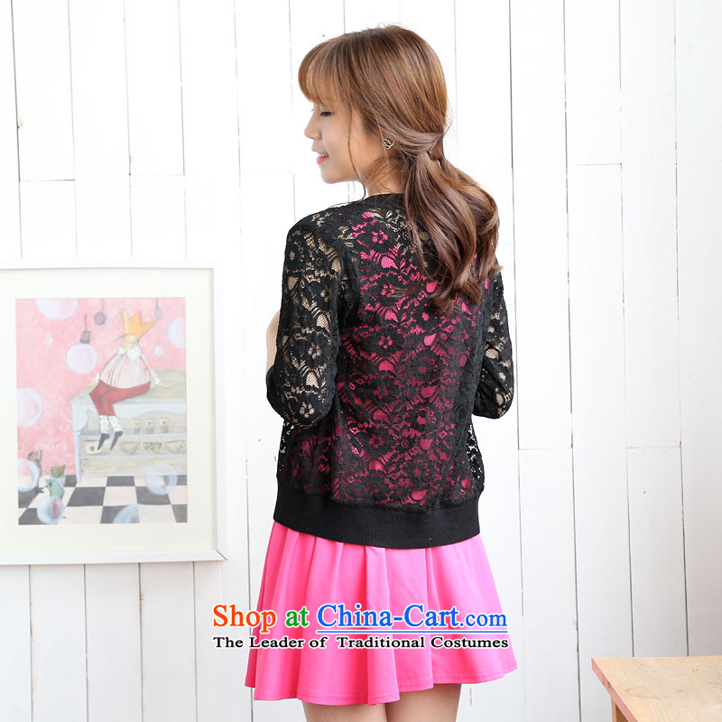 Luo Shani flower girl jackets expertise for the sister of summer thick Korean minimalist lace video thin, wild cardigan compensable female black 3XL, shani flower sogni (D'oro) , , , shopping on the Internet