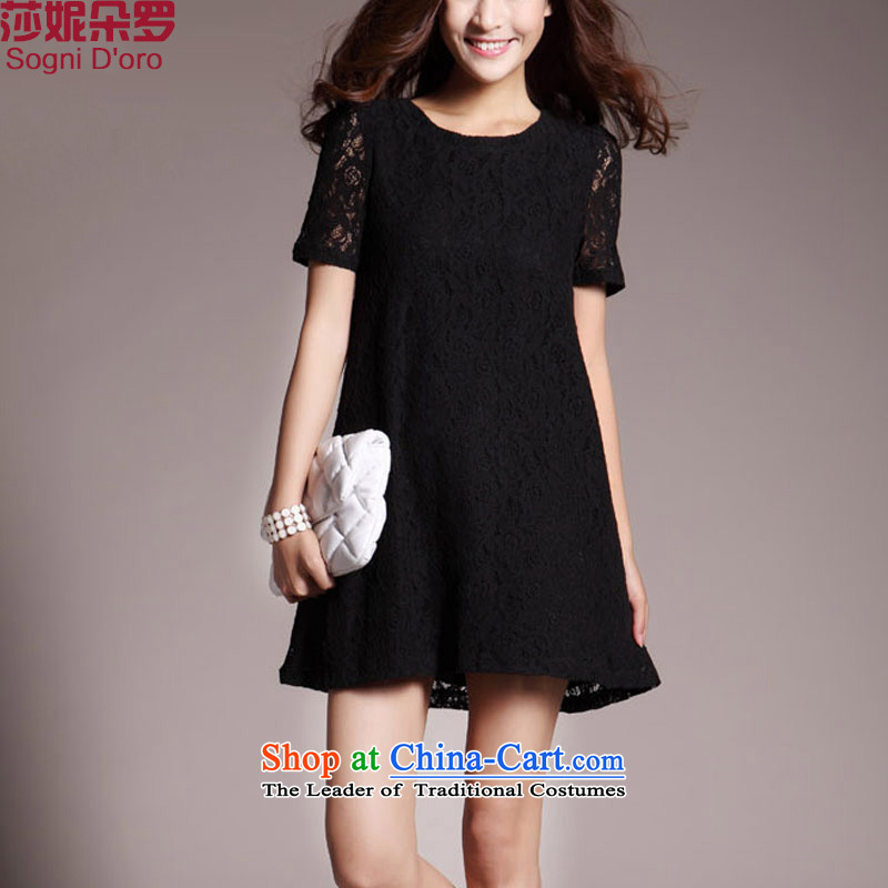 The latte macchiato, Shani to increase women's summer code 200 catties thick, Hin thick sister thin, Sau San lace dresses 5XL_ 934 7 black lace video Thin_