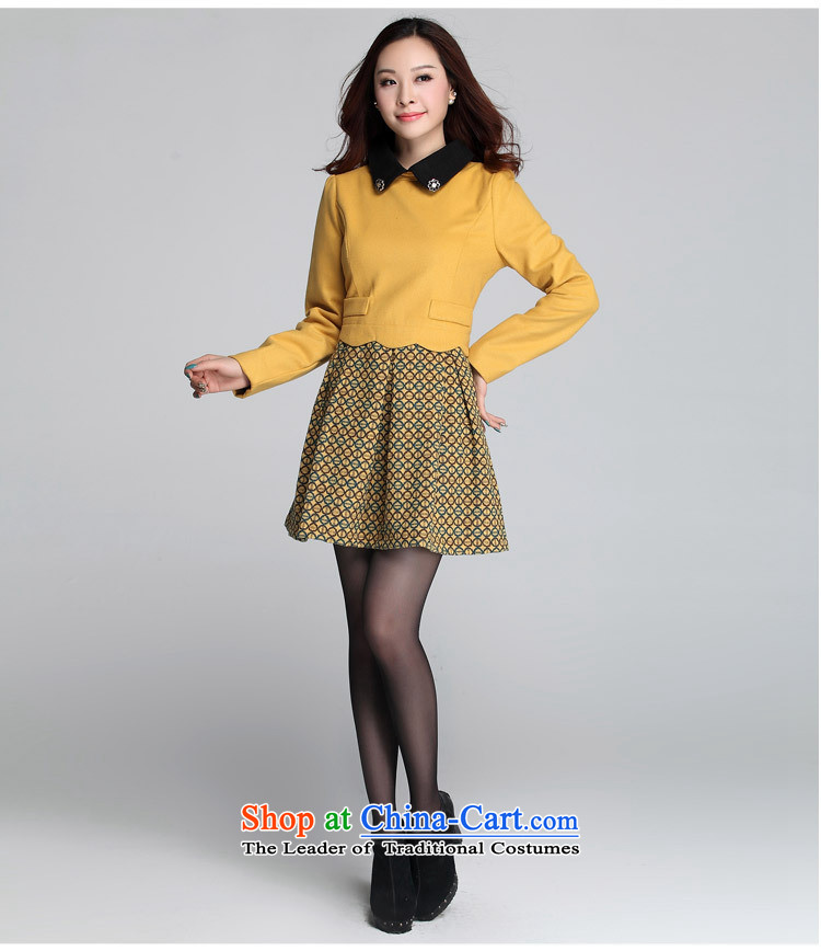 The land is still El Yi xl women's dresses Korean Peter Pan reverse collar gross stitching? A swing long-sleeved shirts thick mm video thin white collar gentlewoman short skirts stamp skirt around 922.747 weighs 160-170 3XL yellow picture, prices, brand platters! The elections are supplied in the national character of distribution, so action, buy now enjoy more preferential! As soon as possible.