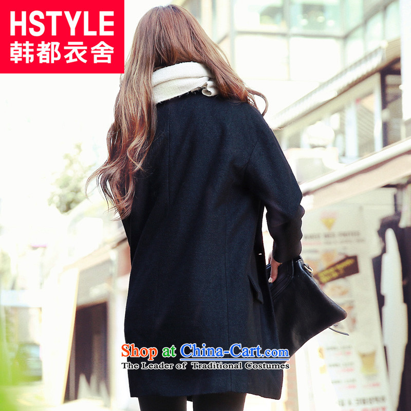 Korea has the Korean version of the Dag Hammarskjöld yi 2015 winter clothing new women's solid color with a straight hair long-sleeved jacket PC3247? Tsat Black M won all premises has been pressed on yi Shopping