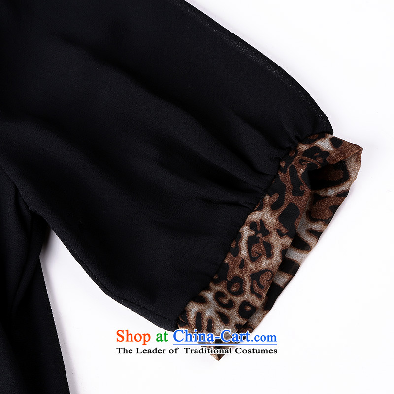 Stock Sale 2014 summer to extra-thick mm female leopard collar chiffon video thin relaxd dress 6214 Black XL, Shani Flower (D'oro) sogni shopping on the Internet has been pressed.