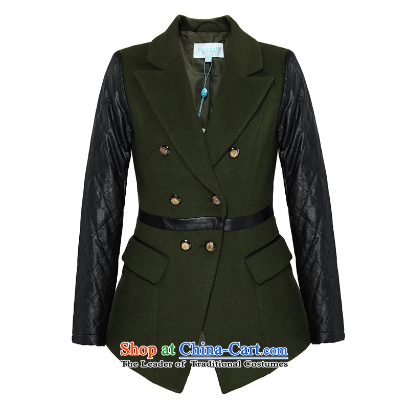 Chaplain who winter clothing new stylish PU leather stitching Sau San Wild Hair? overcoat 1343C120208 Army Green 155/S, chaplain who has been pressed shopping on the Internet