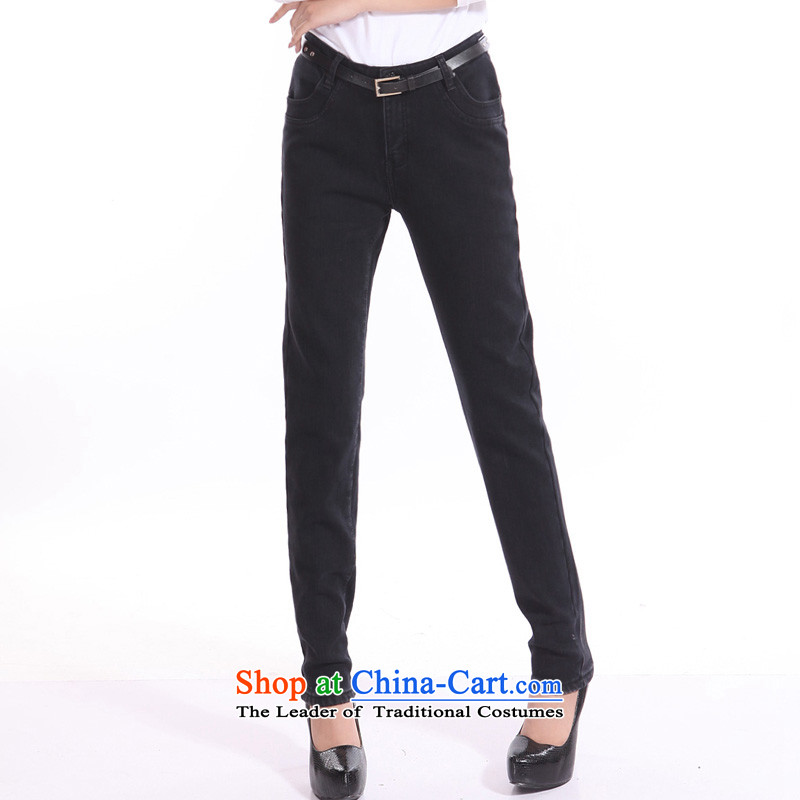 Set the 2014 autumn and winter crescent on new larger ladies pants and thick jeans, lint-free female support c.o.d. trousers thick MM high waist graphics with a Straight thin black 30, Crescent set leisure shopping on the Internet has been pressed.