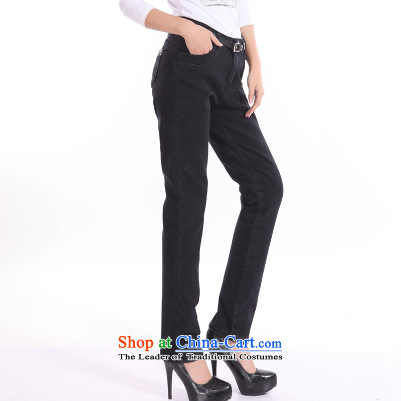 Set the 2014 autumn and winter crescent on new larger ladies pants and thick jeans, lint-free female support c.o.d. trousers thick MM high waist graphics with a Straight thin black 30, Crescent set leisure shopping on the Internet has been pressed.