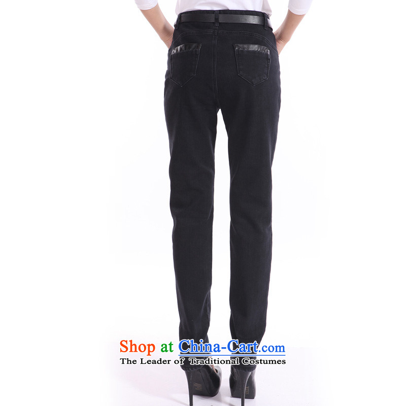 Set the 2014 autumn and winter crescent on new larger ladies pants and thick jeans, lint-free female support c.o.d. trousers thick MM high waist graphics with a Straight thin black 30, Crescent set leisure shopping on the Internet has been pressed.