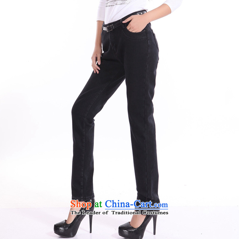 Set the 2014 autumn and winter crescent on new larger ladies pants and thick jeans, lint-free female support c.o.d. trousers thick MM high waist graphics with a Straight thin black 30, Crescent set leisure shopping on the Internet has been pressed.