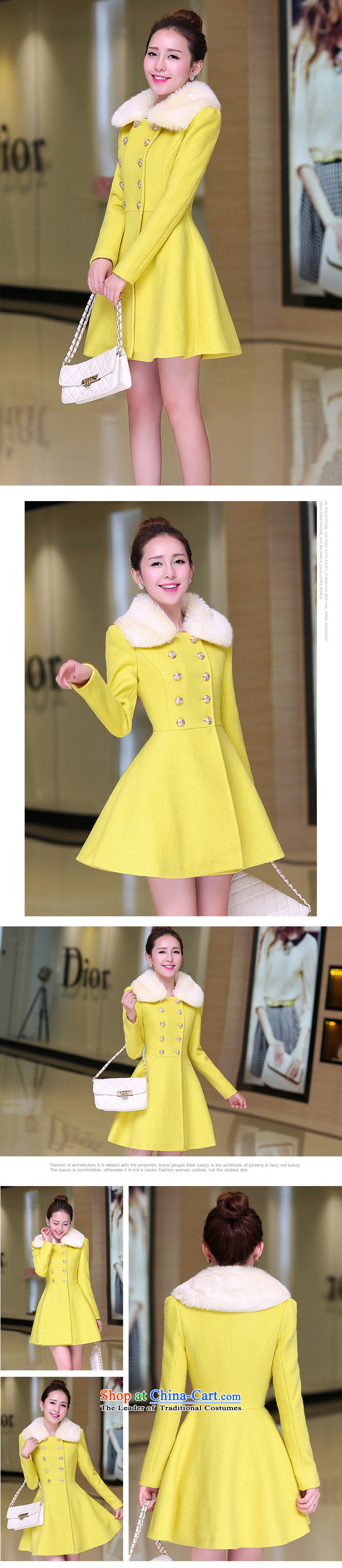 Yu ink dust overnight for autumn and winter 2015 new women's gross jacket Korean big? 