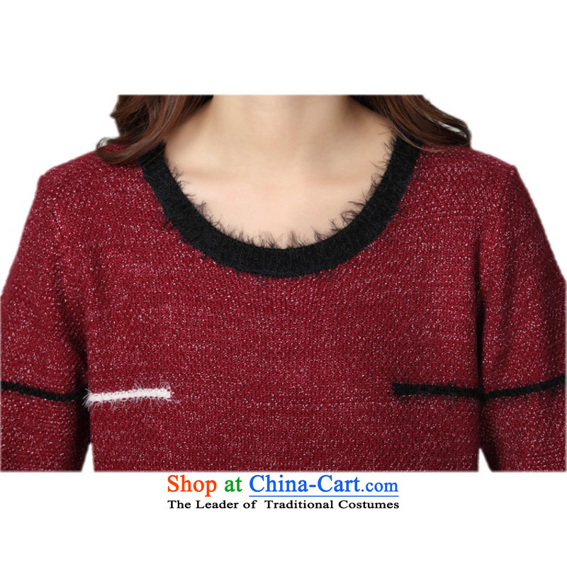 The land is still of the Yi plus obesity mm sweater Korean autumn and winter load long-sleeved T-shirt with round collar knitting video thin xl skirt wear shirts female cheongsams video thin blue shirt and women are suitable for 130-180 code that land is