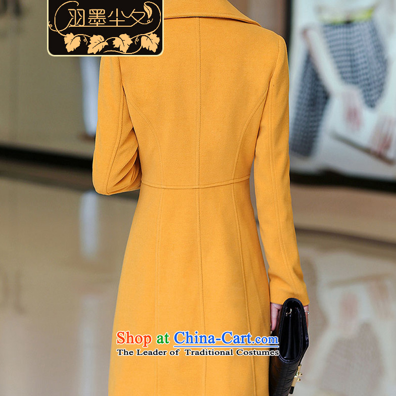 Yu ink dust overnight in early spring 2015, the new stylish boutique OL?   in gross jacket long wool a wool coat U2836  XXL, yellow ink dust overnight.... Yu shopping on the Internet