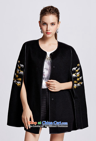 Chaplain who female elegant wild round-neck collar machine embroidery decorated cloak long coat  155/S 644112199 black picture, prices, brand platters! The elections are supplied in the national character of distribution, so action, buy now enjoy more preferential! As soon as possible.